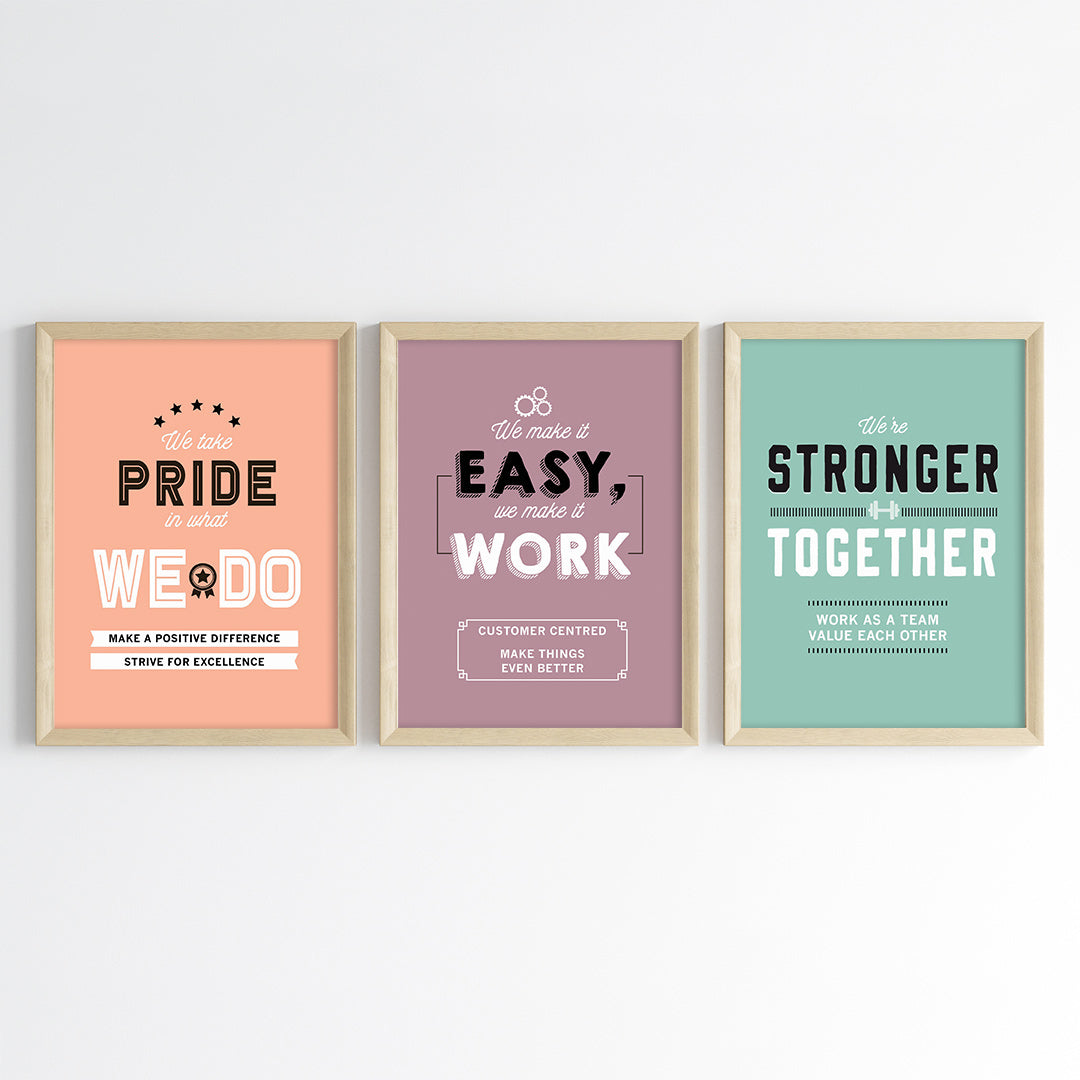Positive Team Workplace Wall Art (Framed Set of 3)