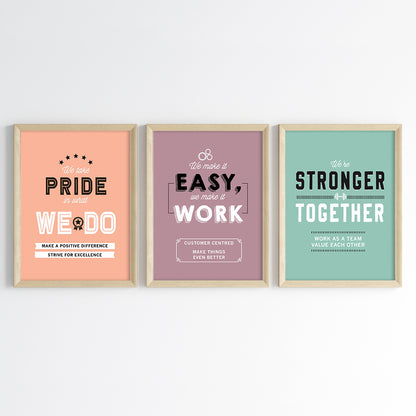 Positive Team Workplace Wall Art (Framed Set of 3)