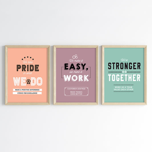 Positive Team Workplace Wall Art (Framed Set of 3)