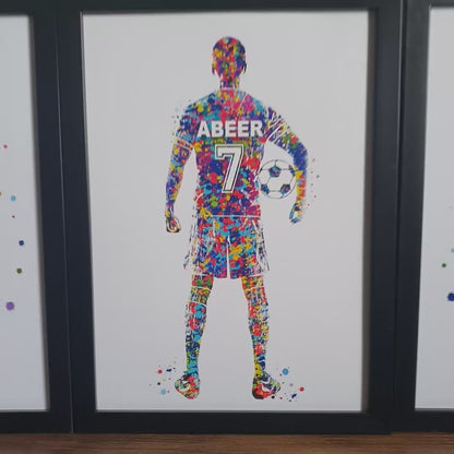 Football Player Personalised Wall Art (Framed Set of 3)