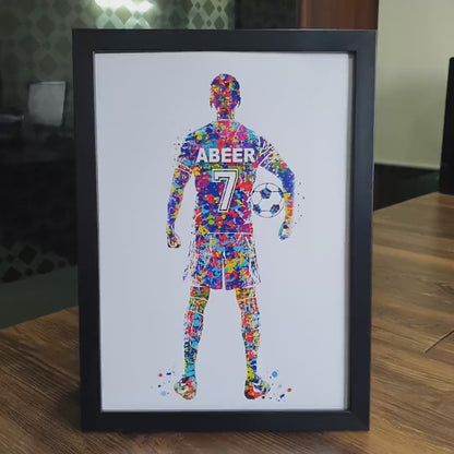 Football Player Personalized Wall Art (Framed)