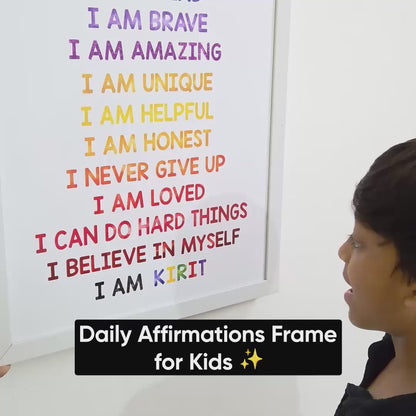 Daily Positive Affirmations Watercolor Personalized Wall Art (Framed)