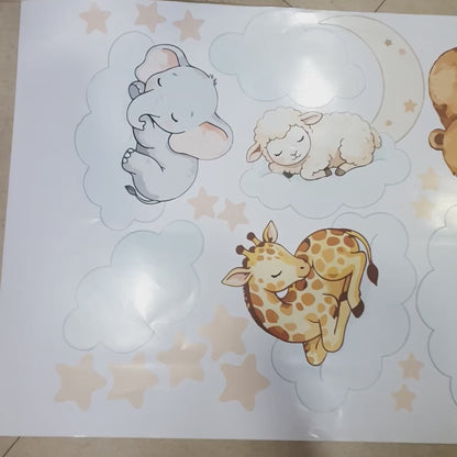 Cute Sleeping Safari Animals Personalized Wall Stickers