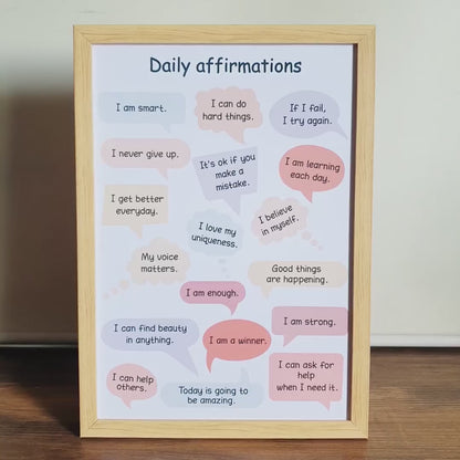 Daily Affirmations Motivational Wall Art (Framed)