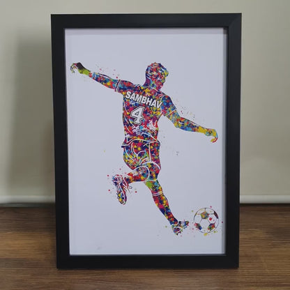 Football Player Free Kick Personalized Wall Art (Framed)