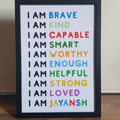 Positive Affirmations & Emotions Personalised Wall Art (Framed)