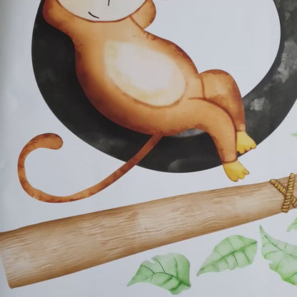 Lazy Monkey Watercolor Wall Sticker