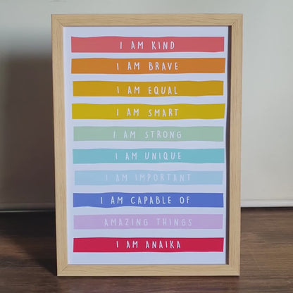 Daily Positive Affirmations Personalised Wall Art (Framed)