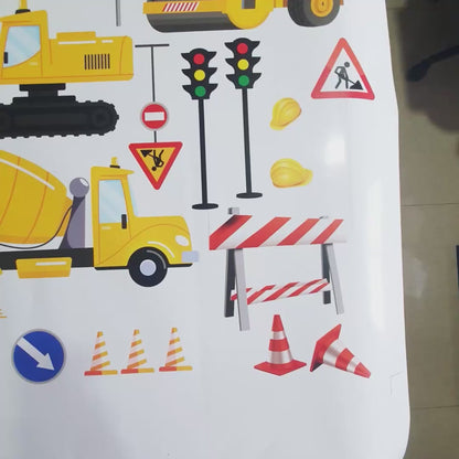 Fun Construction Themed Personalized Wall Stickers