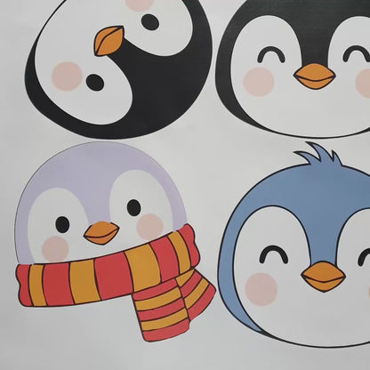 Playful Penguin Faces Personalized Wall Stickers