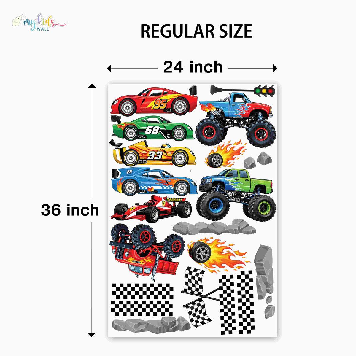 Racing Cars & Monster Trucks Personalized Wall Stickers
