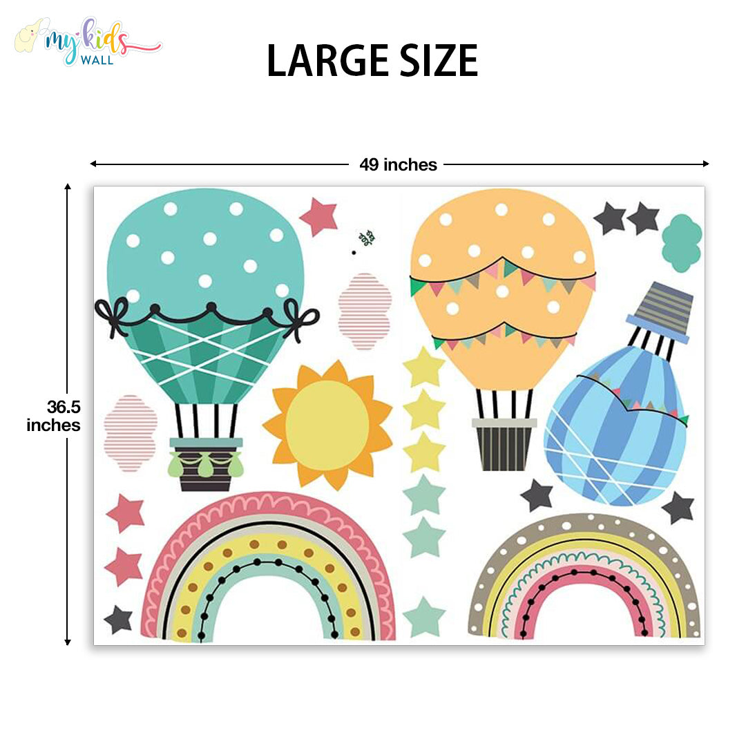 rainbows hot air balloons large size wall stickers