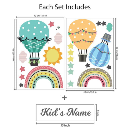 Rainbows & Hot Air Balloons Wall Stickers size