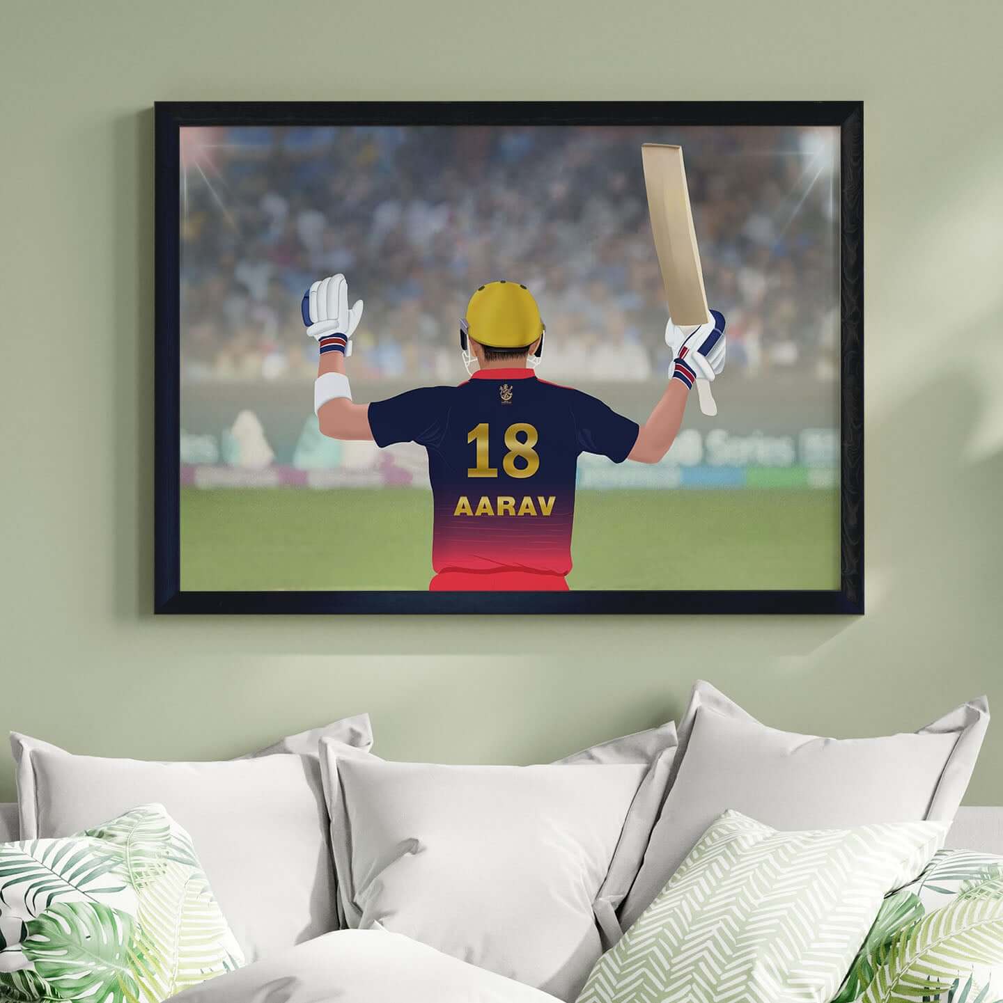 RCB inspirational IPL player wall art black frame