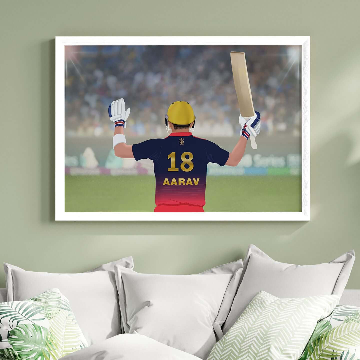 RCB inspirational IPL player wall art white frame