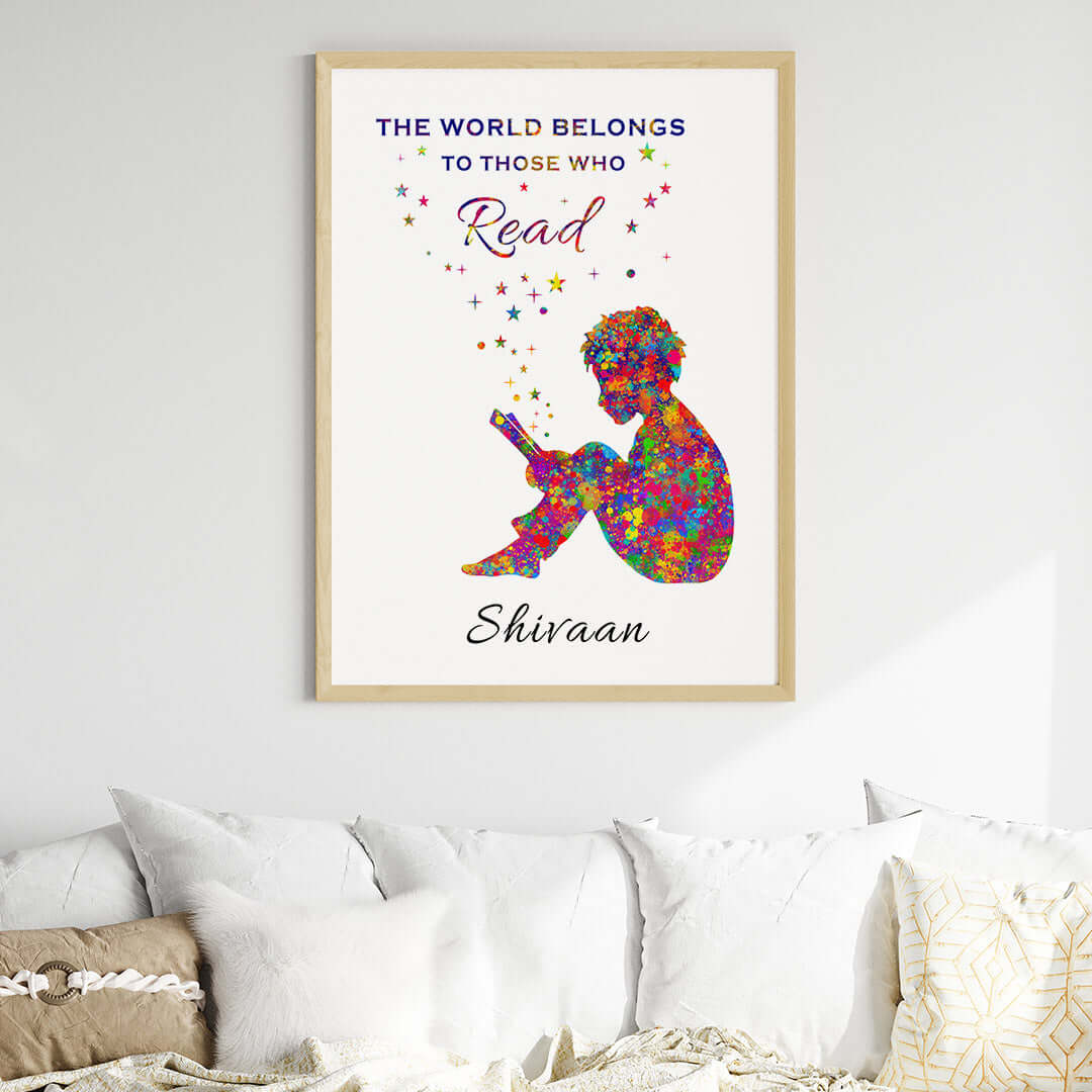 Inspirational reading hobby boy wall art wooden frame