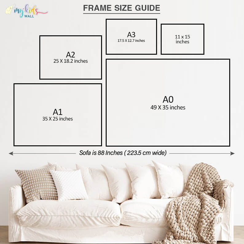 Regular horizontal 11x15 to A0 frame size chart