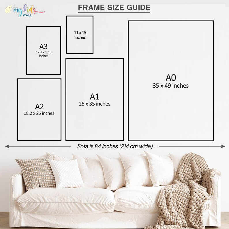 Regular vertical 11x15 to A0 frame size chart