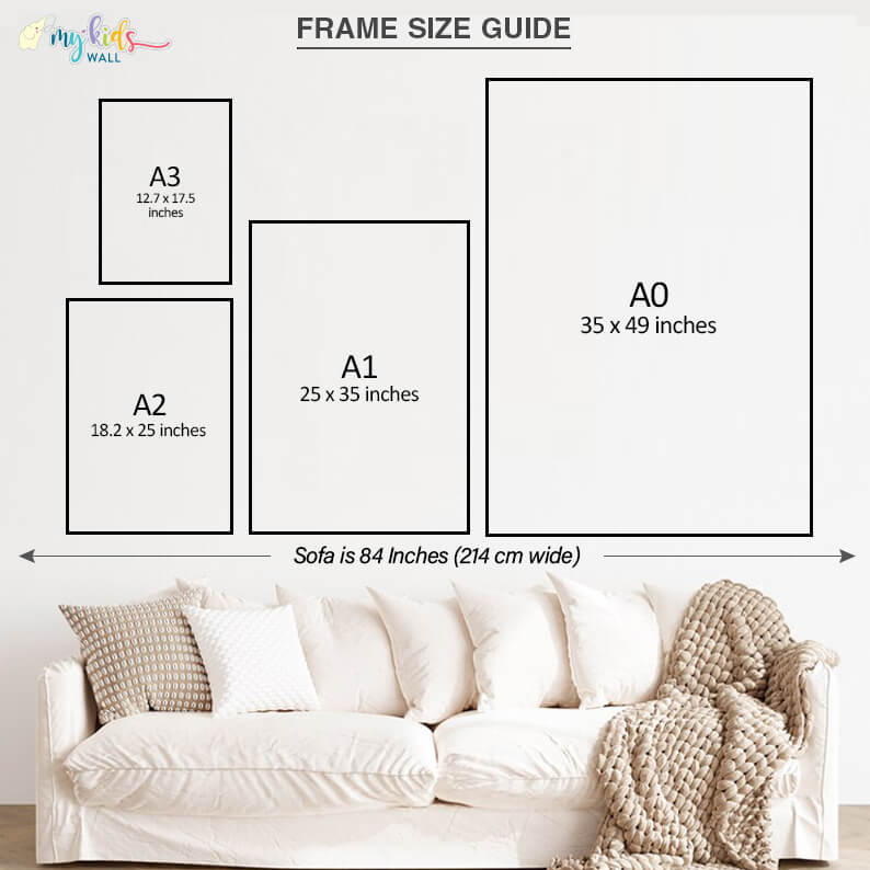 Regular vertical A3 to A0 frame size chart