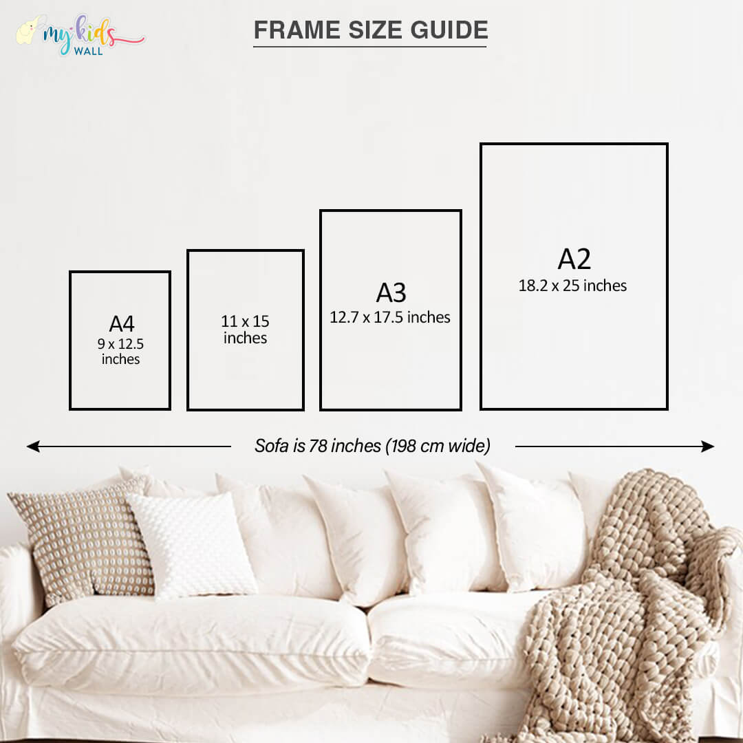 regular vertical A4 to A2 frame size chart