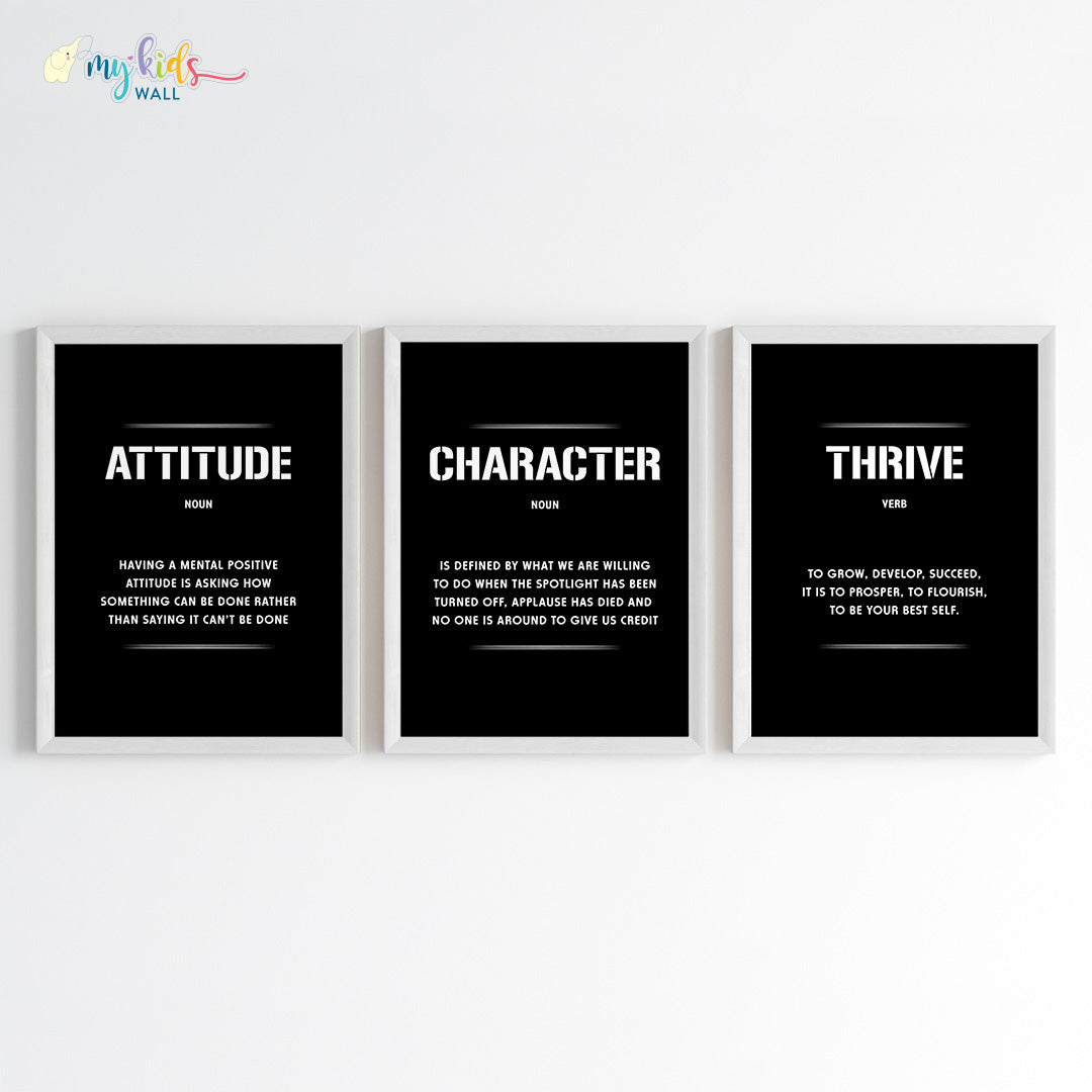 Resilience trilogy wall quote white frames