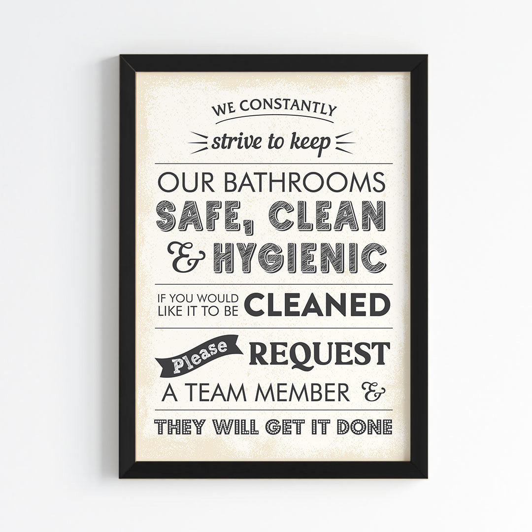 Restroom Hygiene Notice Wall Art (Framed)