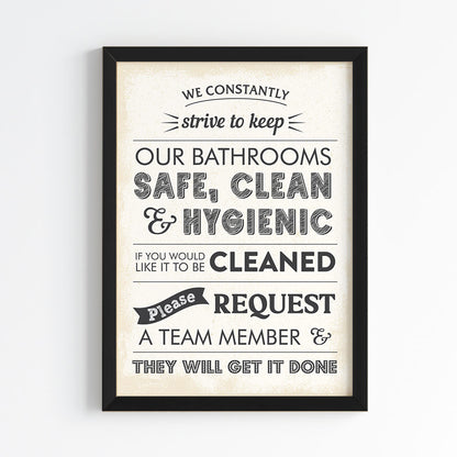 Restroom Hygiene Notice Wall Art (Framed)