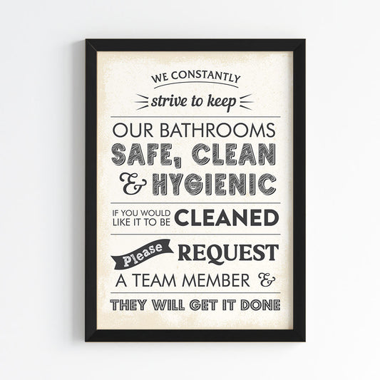 Restroom Hygiene Notice Wall Art (Framed)