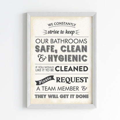 Restroom Hygiene Notice Wall Art (Framed)