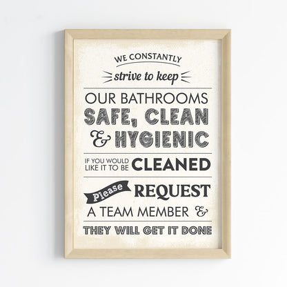 Restroom Hygiene Notice Wall Art (Framed)