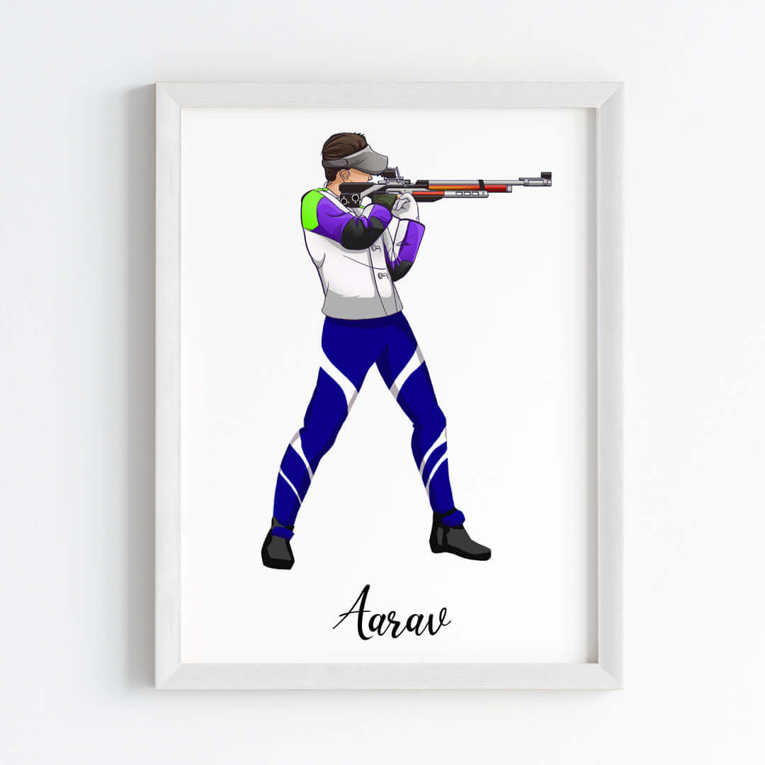 Inspirational rifle shooter boy wall art white frame