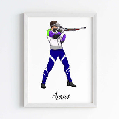 Inspirational rifle shooter boy wall art white frame