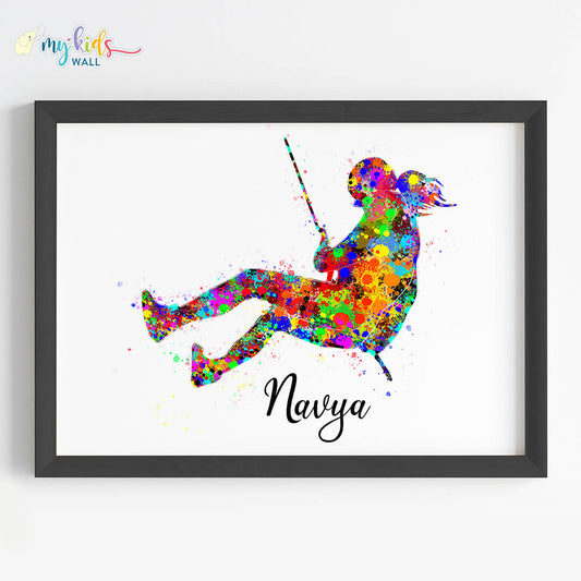 Inspirational multicolor rock climber girl wall art black frame