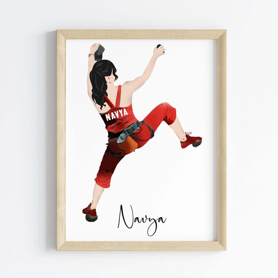 Inspirational  rock climbing girl wall art wooden frame