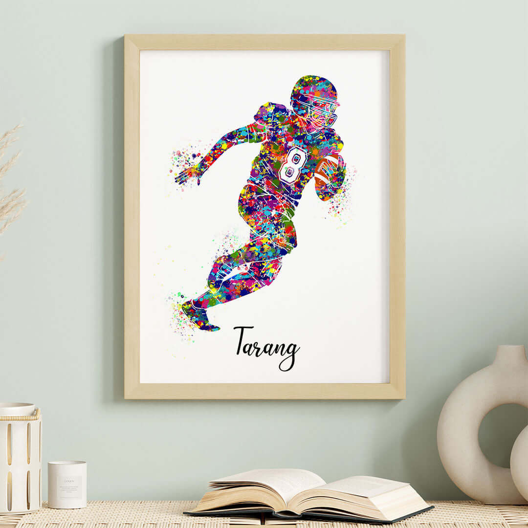 Inspirational  rugby player boy wall art wooden frame