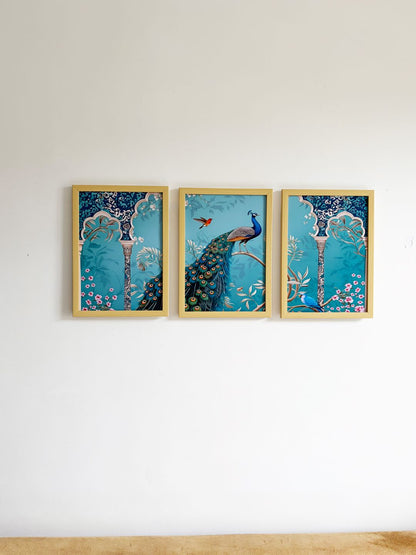 Peacock Paradise Wall Art (Framed Set of 3)