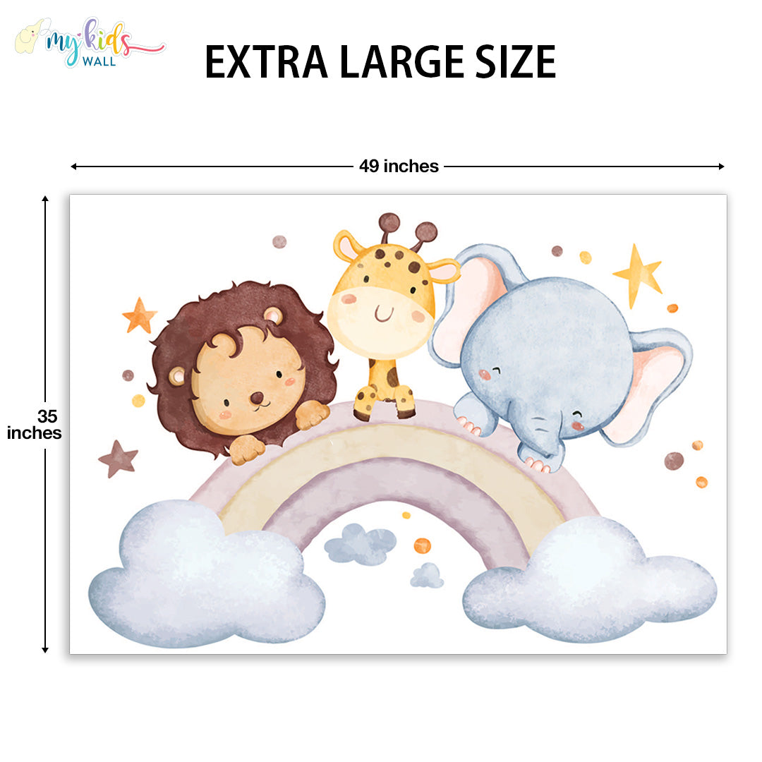 Safari animals with rainbow personalised extra large size 