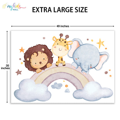 Safari animals with rainbow personalised extra large size 
