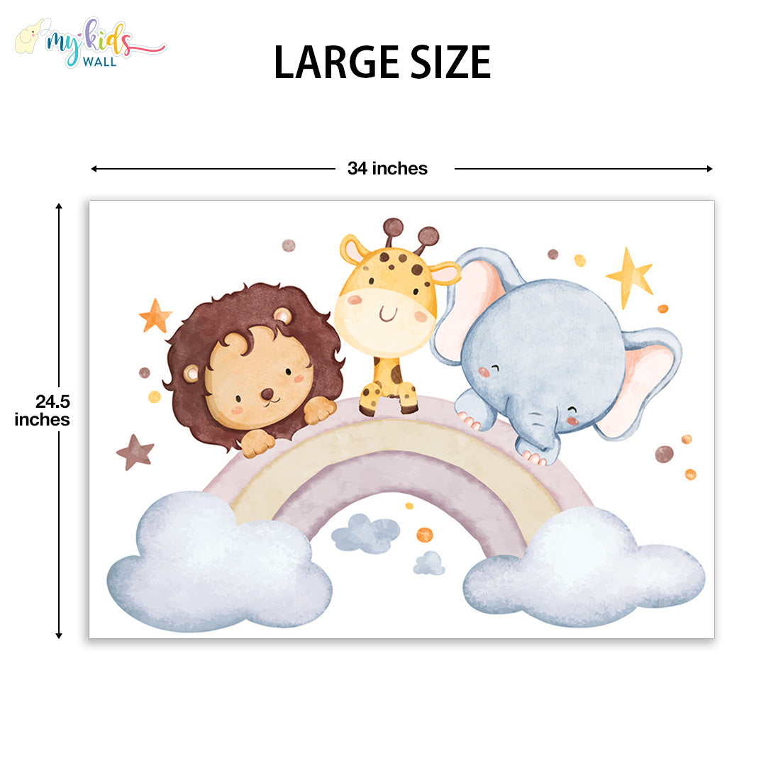 Safari animals with rainbow personalised large size 