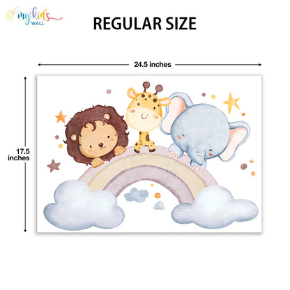Safari animals with rainbow personalised regular size 