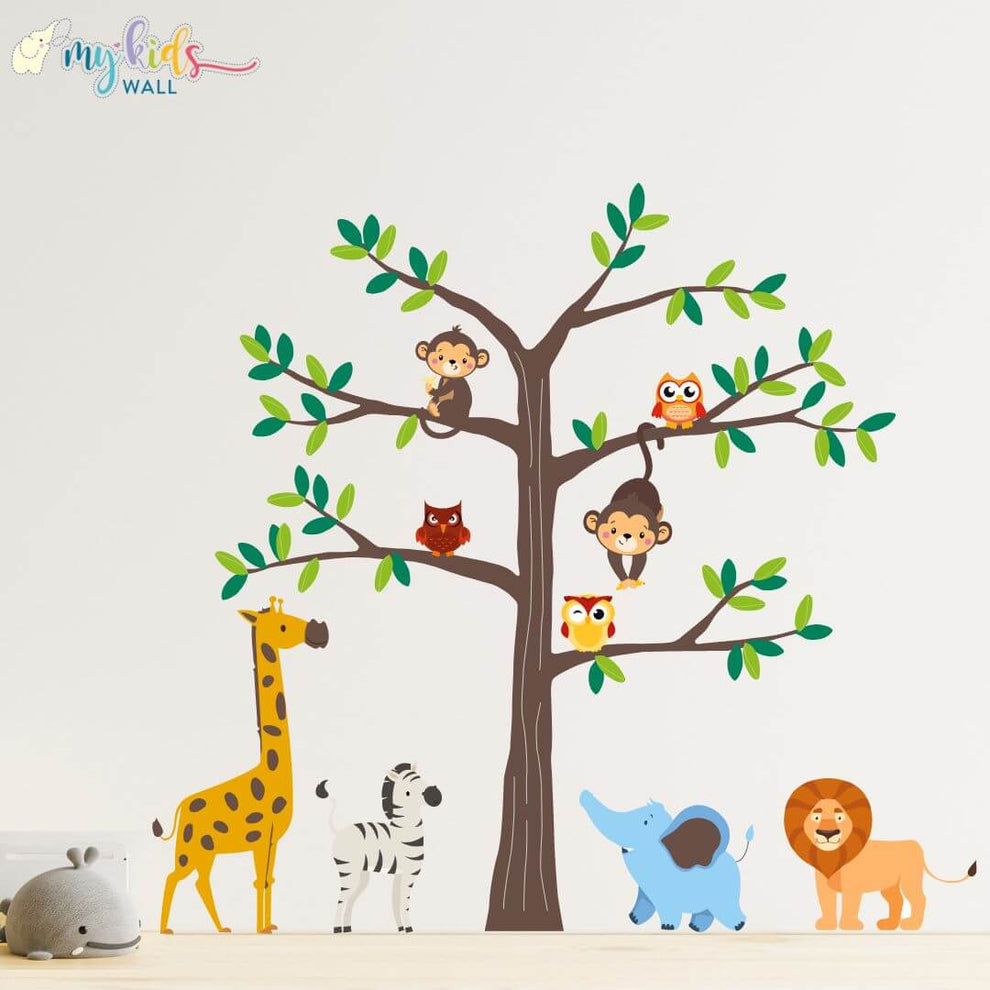 Safari Tree with Cute Animals Wall Stickers – My Kids Wall