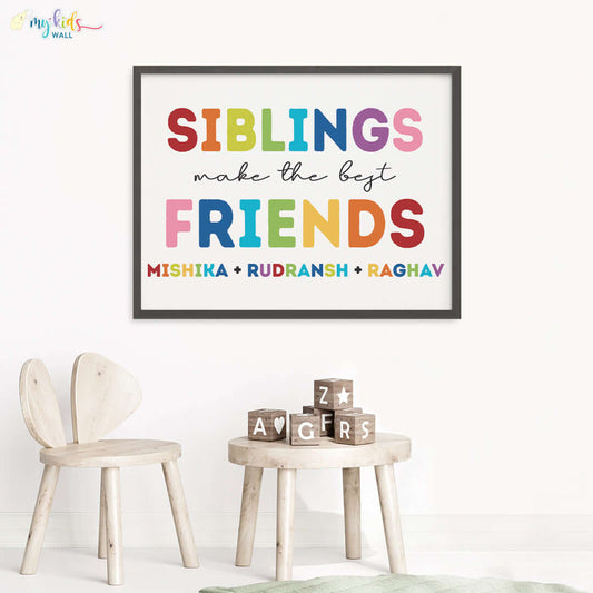 Siblings best friends black wall frame