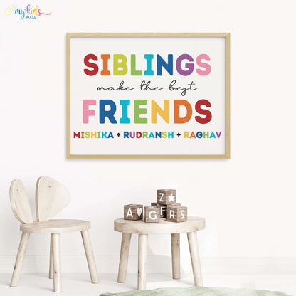 Siblings best friends wooden wall frame