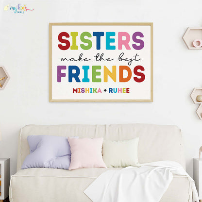 Sisters best friends wooden wall frame