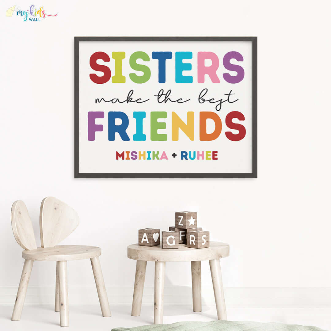 Sisters best friends black wall frame