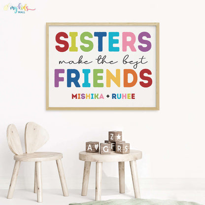 Sisters best friends wooden wall frame