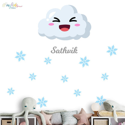 Smiling Snow Cloud Personalized Wall Stickers