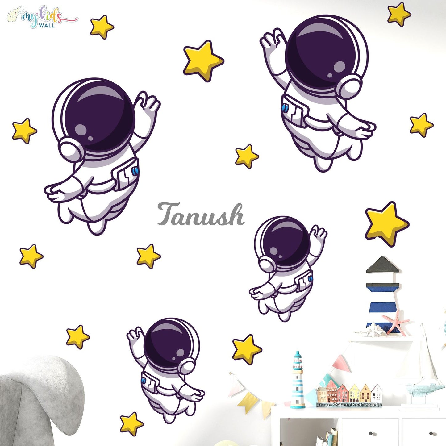 Space Adventure Astronauts Personalized Wall Stickers
