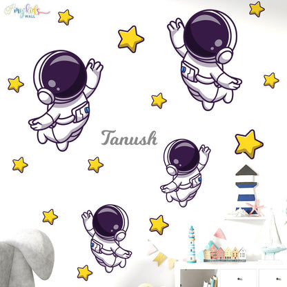Space Adventure Astronauts Personalized Wall Stickers