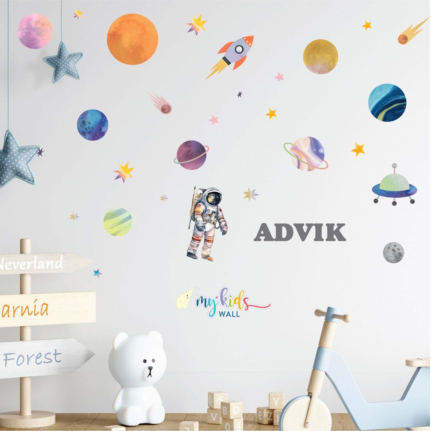 Space Adventure Personalized Wall Stickers with boy name